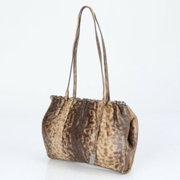 Gucci Lizard Leather Shoulder Bag Tote Beige - Picture 2 of 11